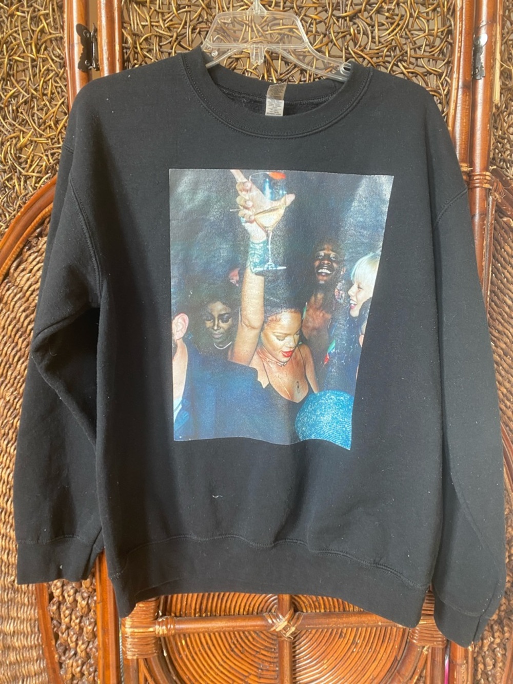 Gildan Black Graphic Party Scene Sweatshirt - Rihanna